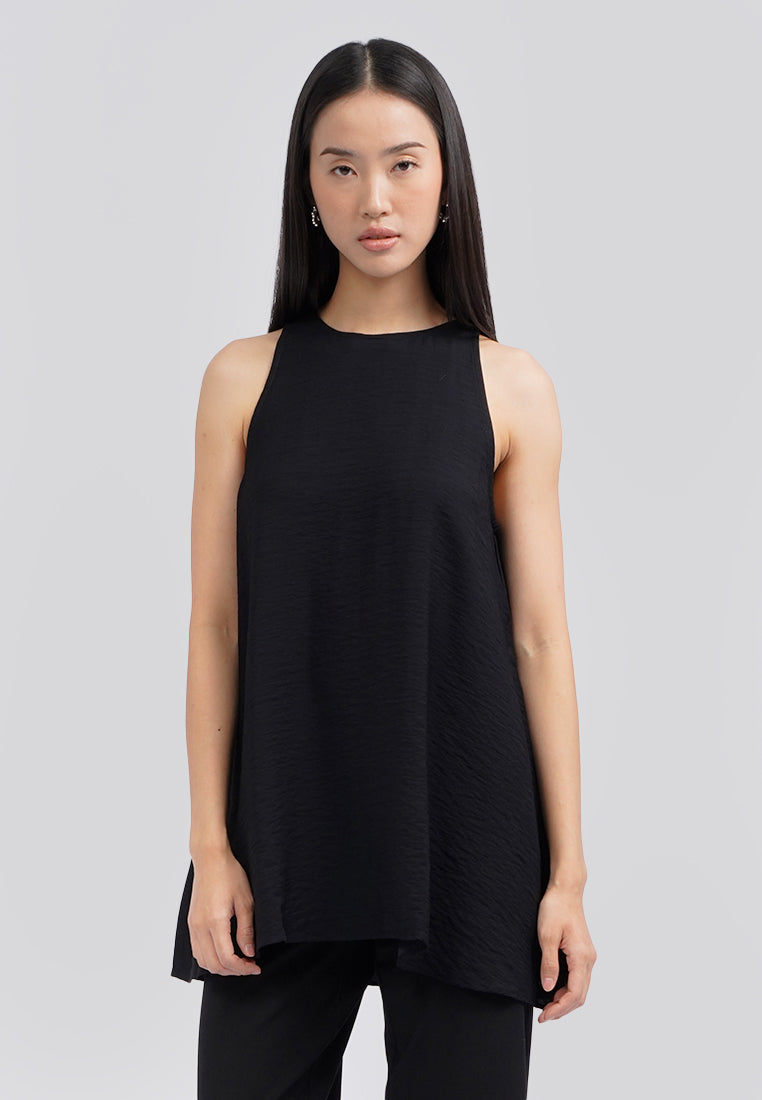 Halter Neck Sleeveless Top Black