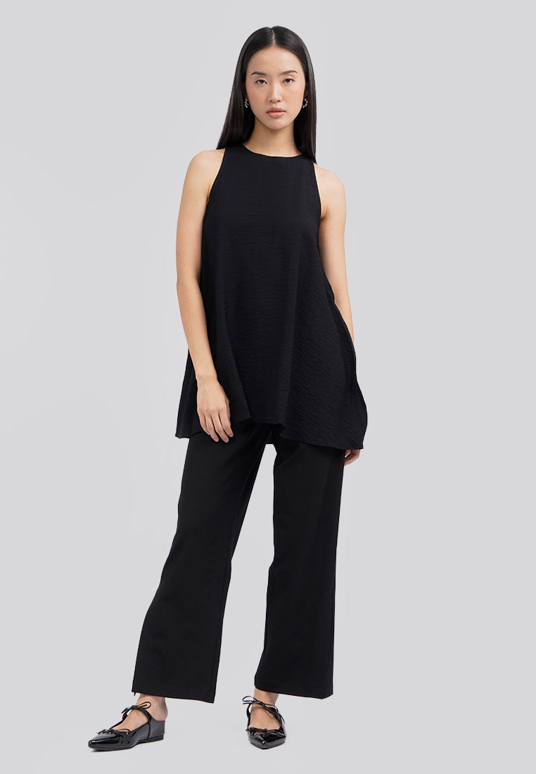 Halter Neck Sleeveless Top Black