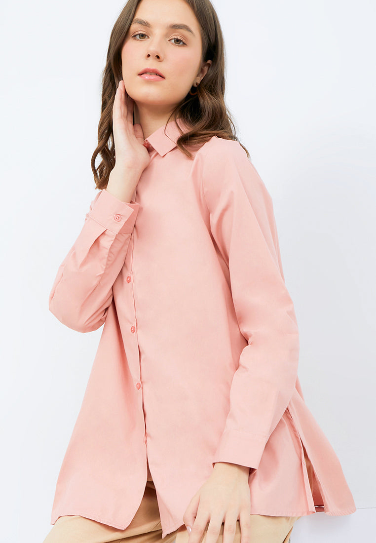 Long Sleeve Tunic with Shirt Collar
