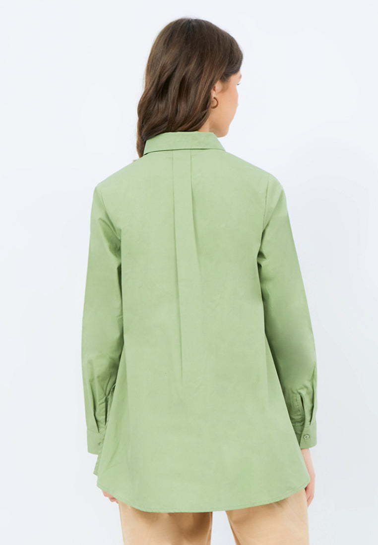 Long Sleeve Tunic with Shirt Collar