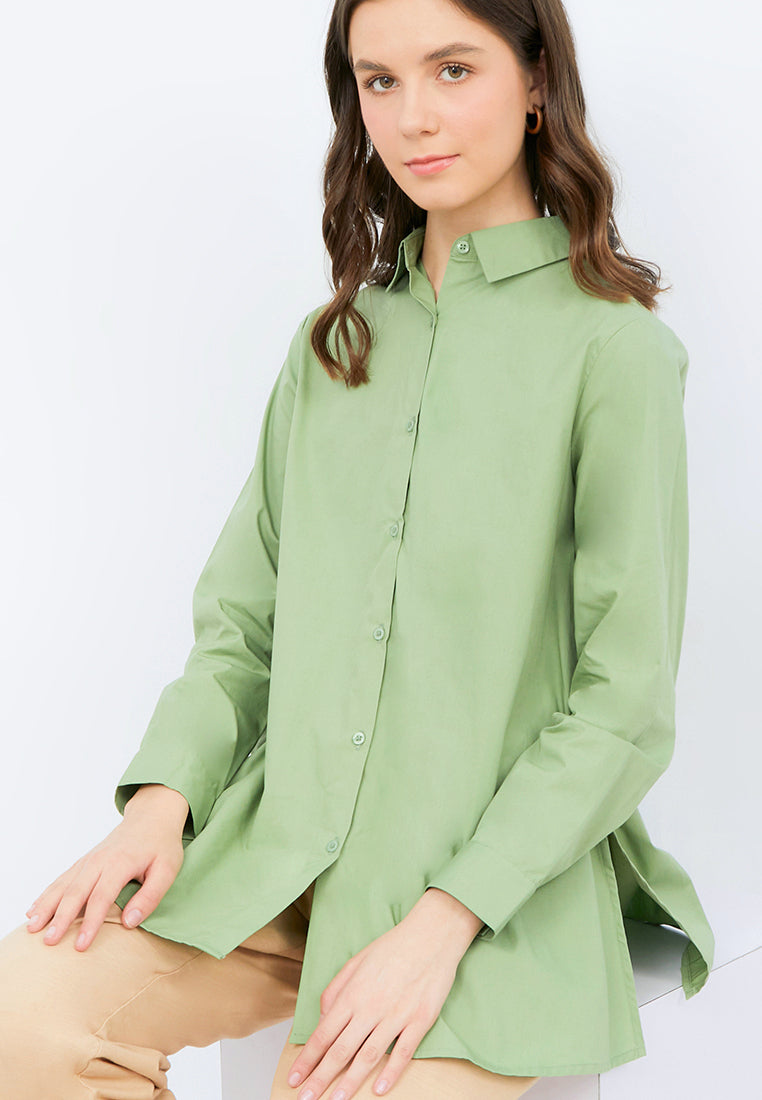 Long Sleeve Tunic with Shirt Collar