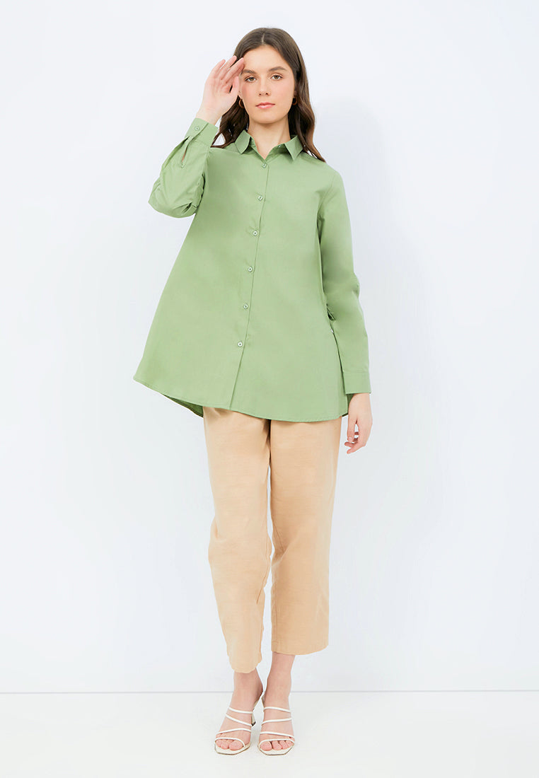 Long Sleeve Tunic with Shirt Collar
