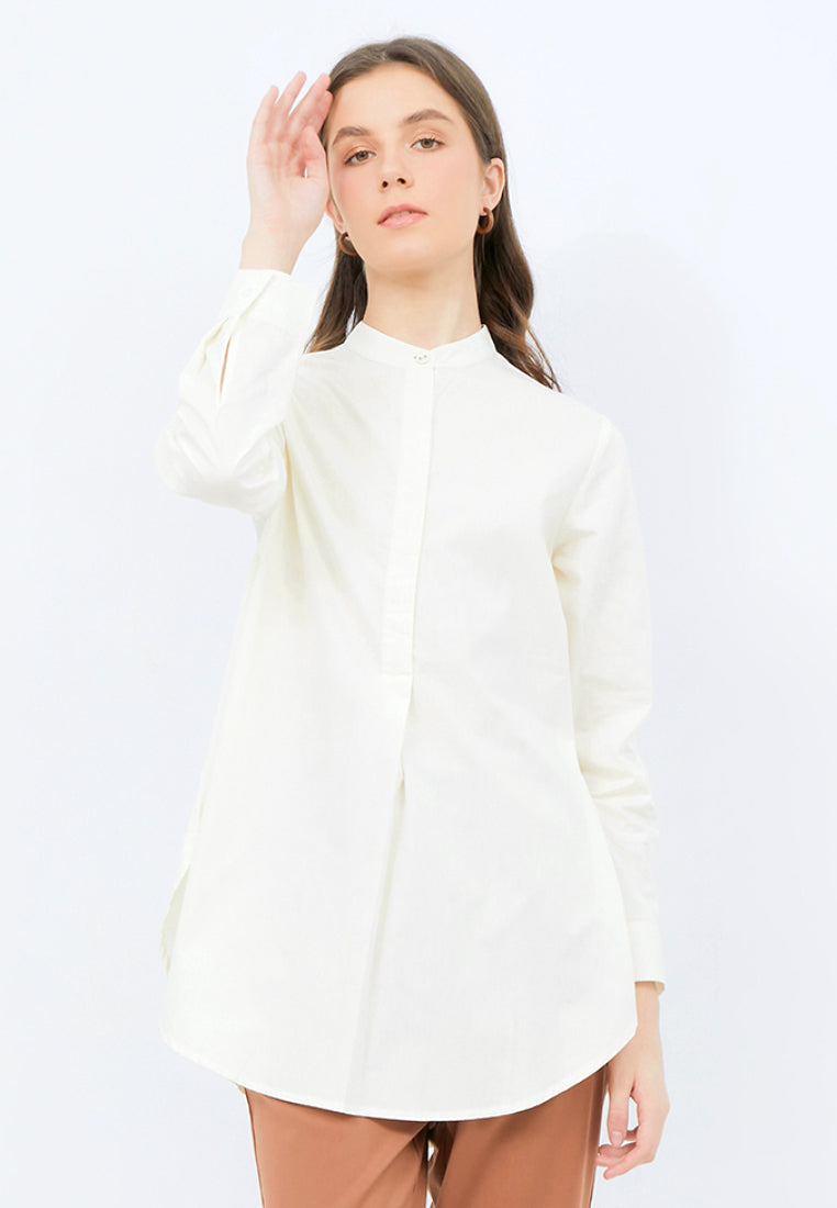 Long Sleeve Tunic with Stand Collar