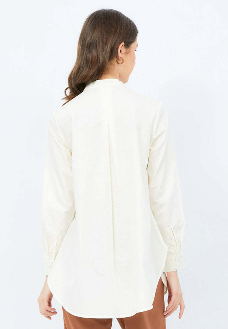 Long Sleeve Tunic with Stand Collar