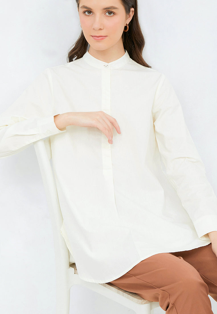 Long Sleeve Tunic with Stand Collar