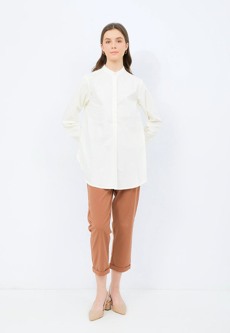 Long Sleeve Tunic with Stand Collar