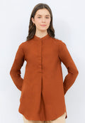Long Sleeve Tunic with Stand Collar