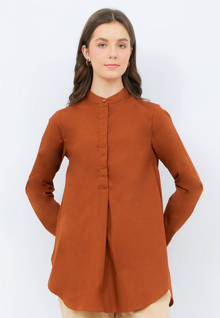 Long Sleeve Tunic with Stand Collar