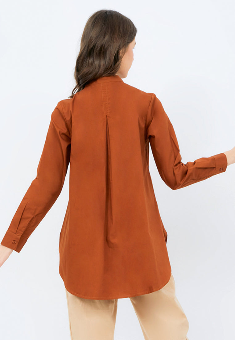 Long Sleeve Tunic with Stand Collar