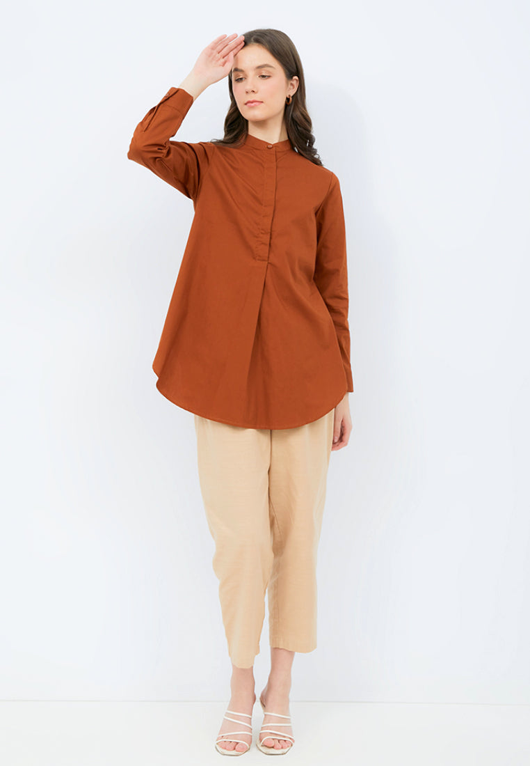 Long Sleeve Tunic with Stand Collar