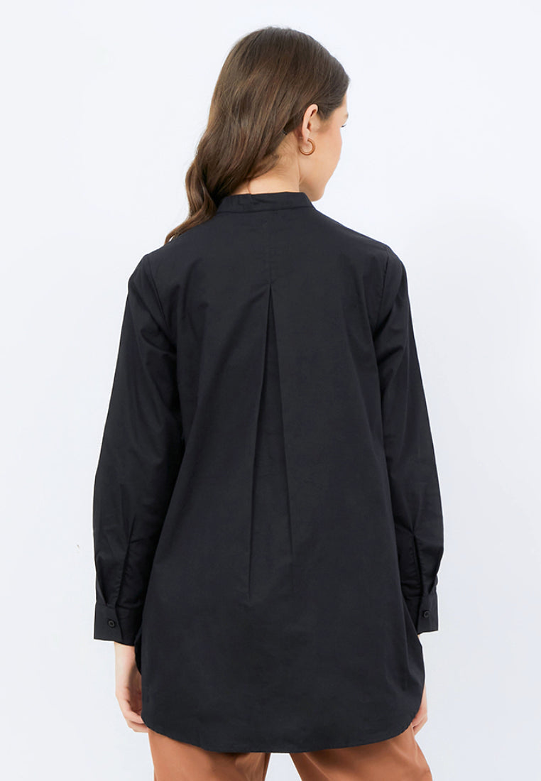 Long Sleeve Tunic with Stand Collar