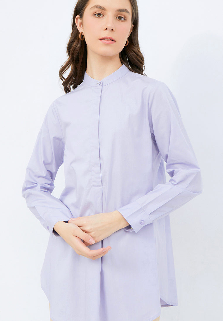 Long Sleeve Tunic with Stand Collar