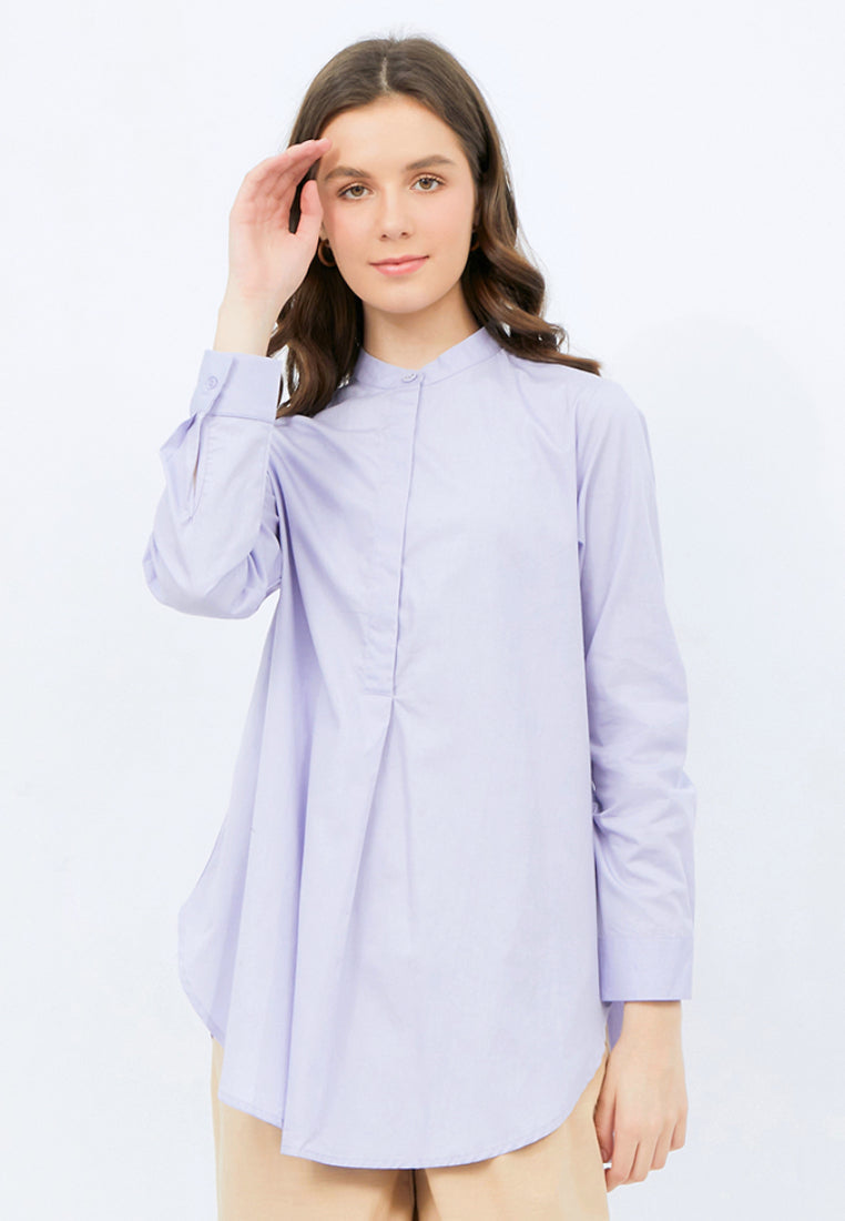 Long Sleeve Tunic with Stand Collar