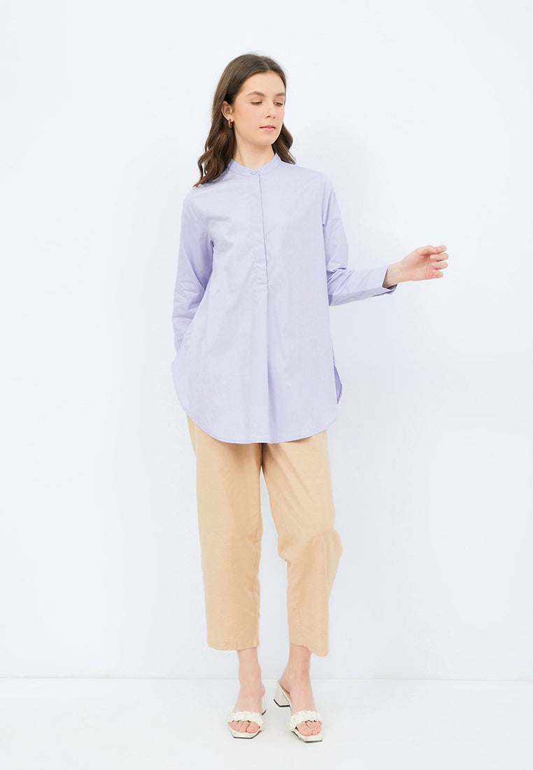 Long Sleeve Tunic with Stand Collar