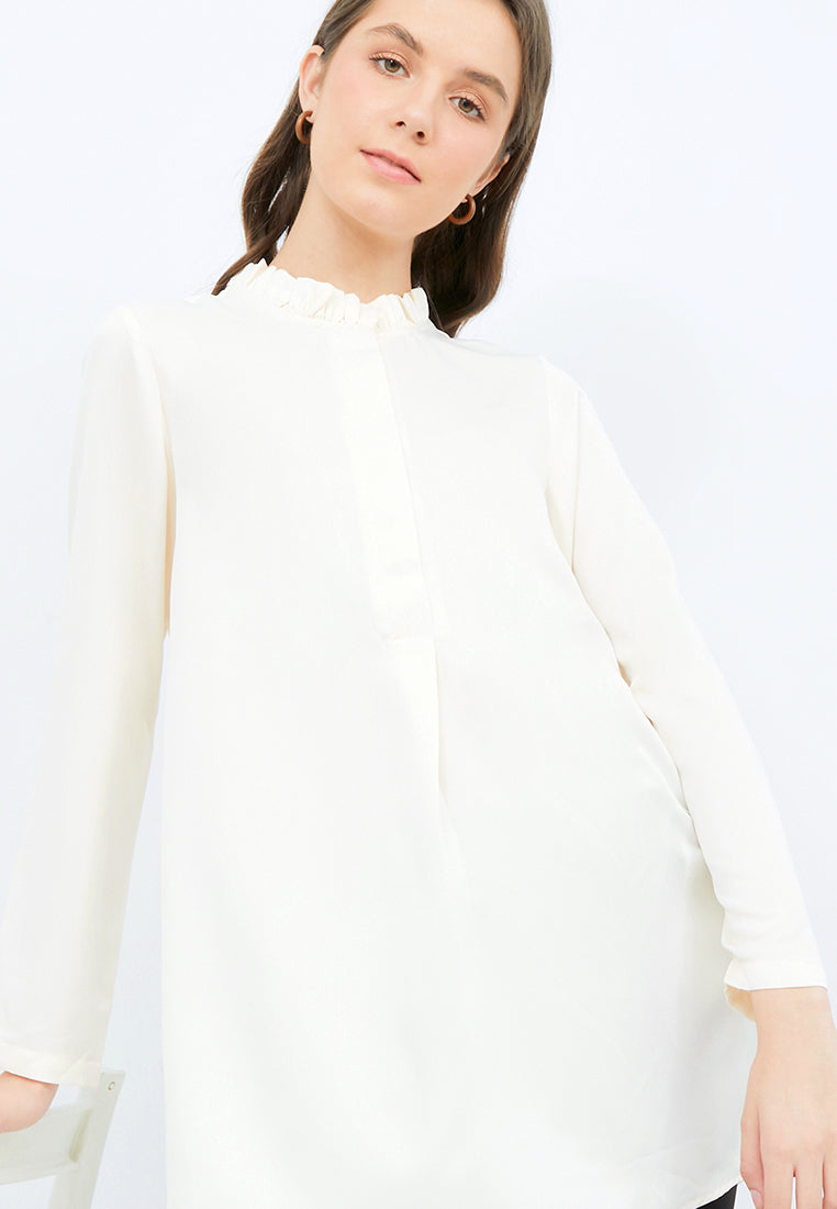 Regular Fit Tunic with Frill Neck