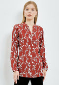 Printed V-Neck Long Sleeve Tunic