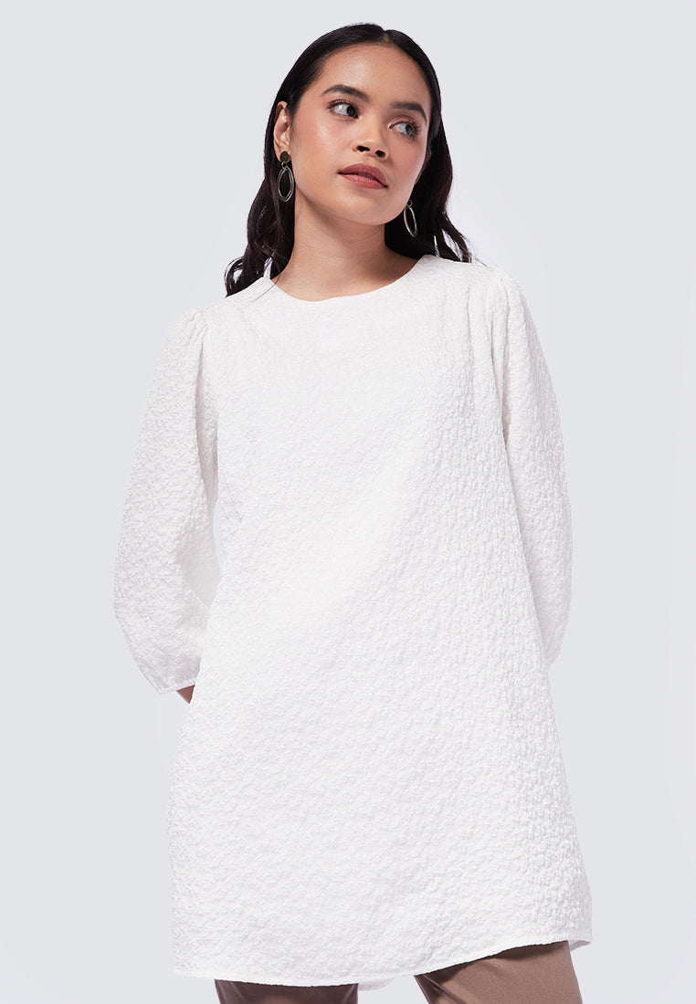 Round Neck Puff Sleeve Tunic