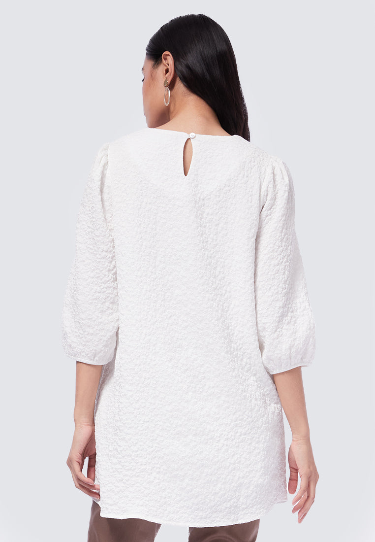 Round Neck Puff Sleeve Tunic