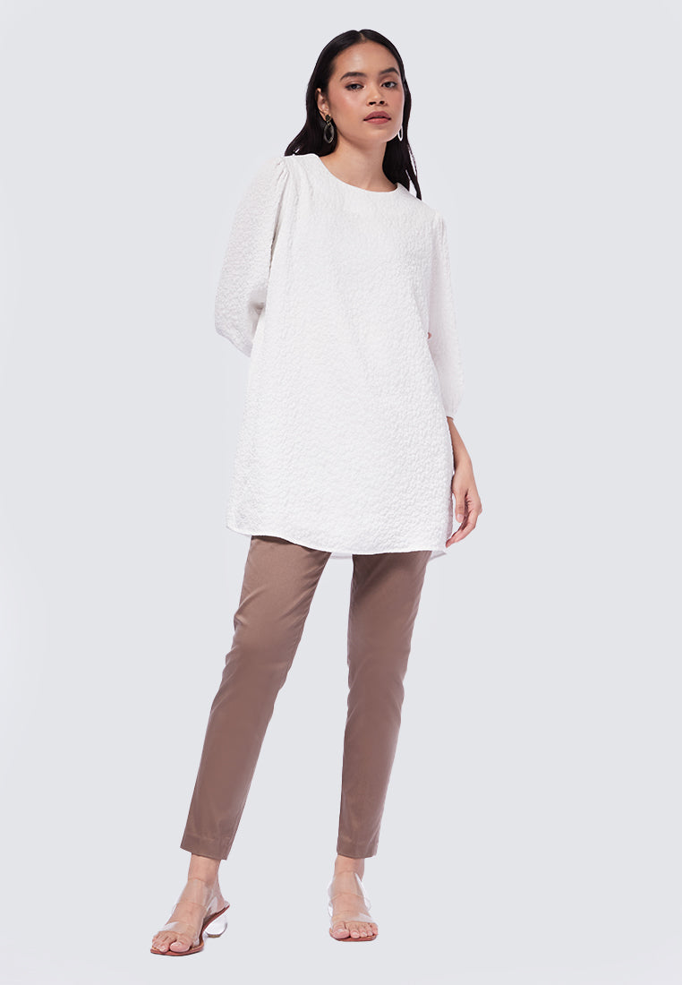 Round Neck Puff Sleeve Tunic