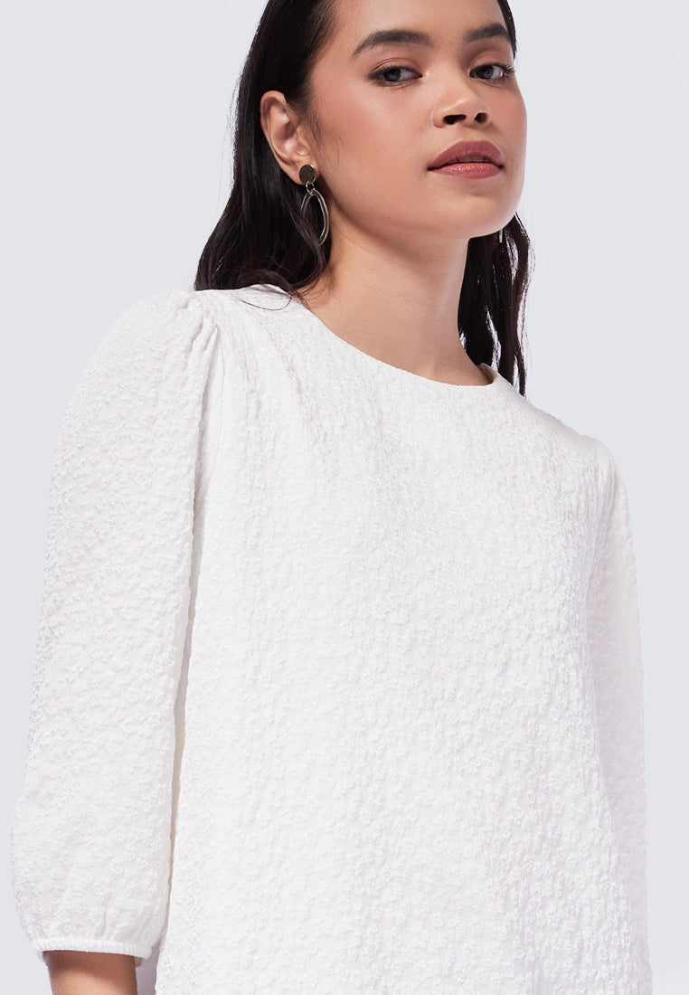 Round Neck Puff Sleeve Tunic