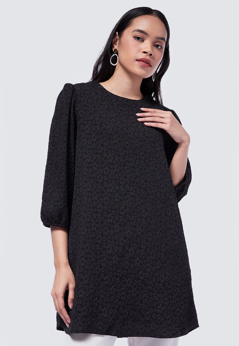 Round Neck Puff Sleeve Tunic