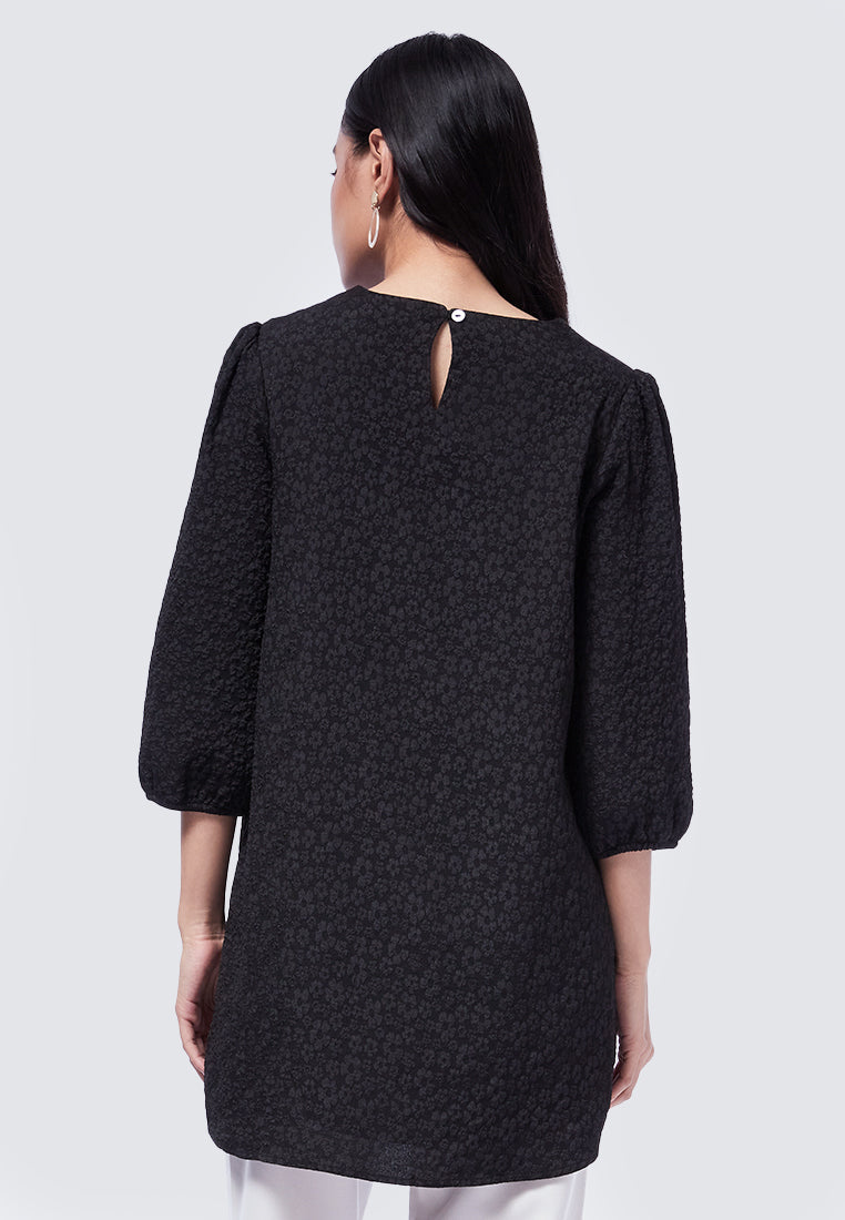 Round Neck Puff Sleeve Tunic