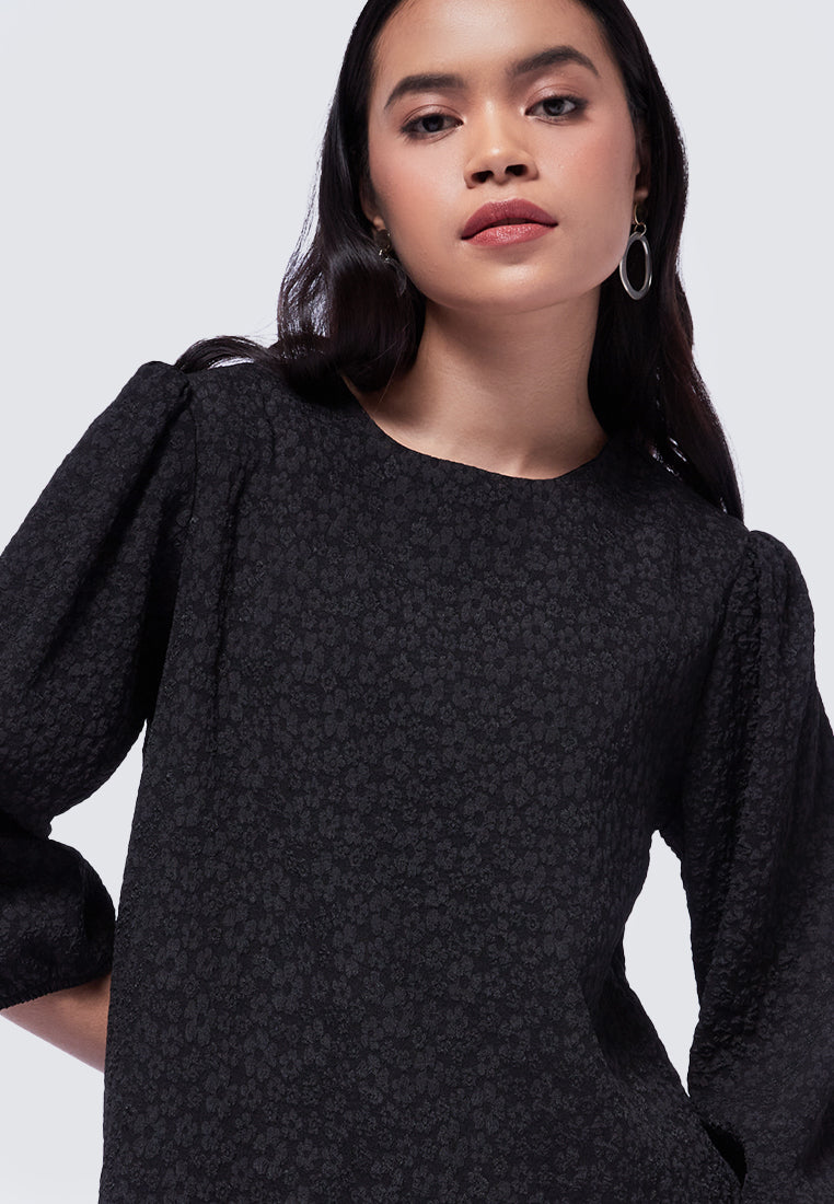 Round Neck Puff Sleeve Tunic