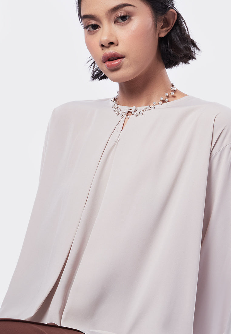Front Pleated Long Sleeve Tunic