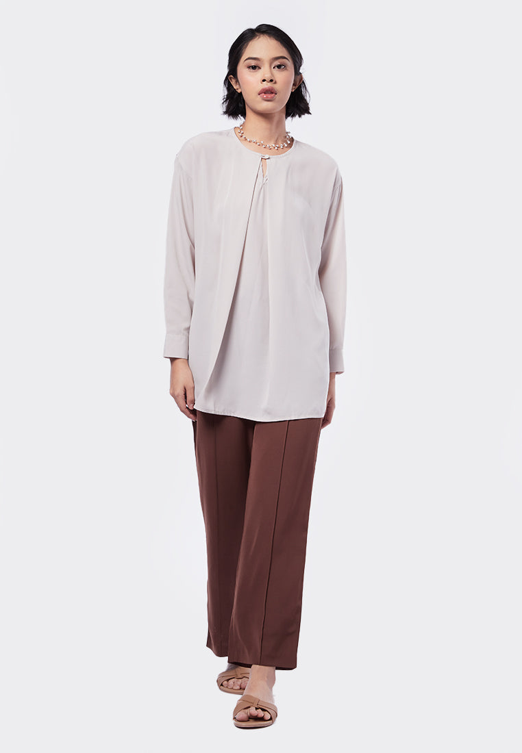 Front Pleated Long Sleeve Tunic