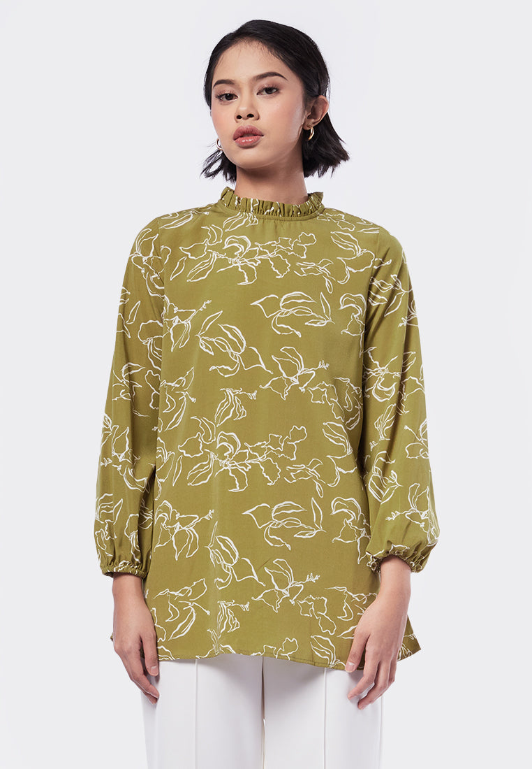 Frill Neck Printed Tunic