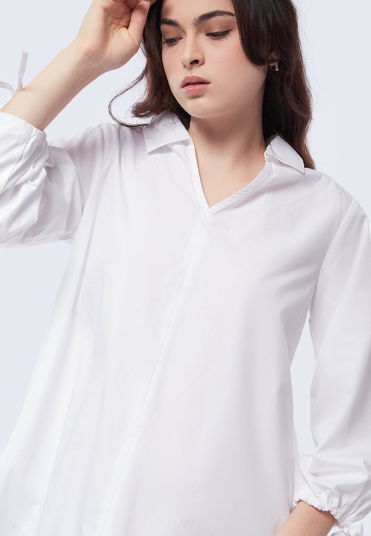 Tunic with Drawstring Balloon Sleeve