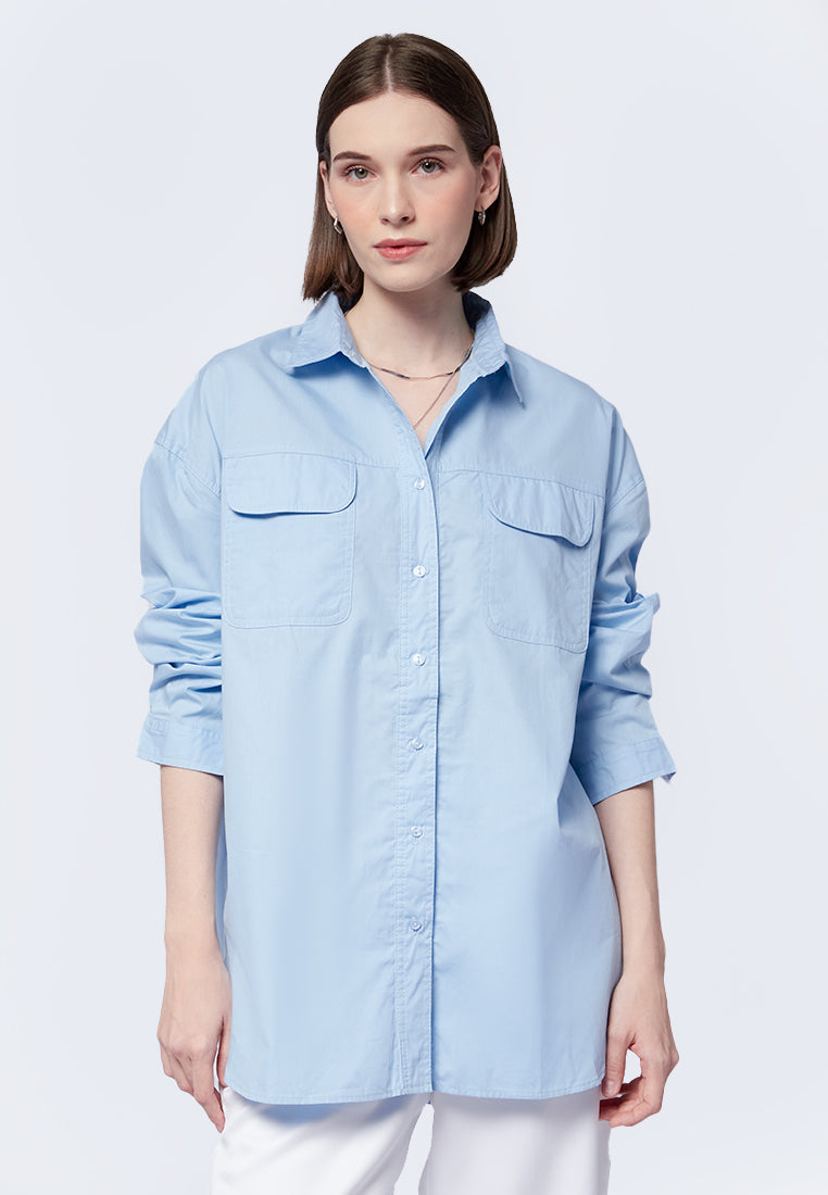 Long Sleeve Tunic with Shirt Collar