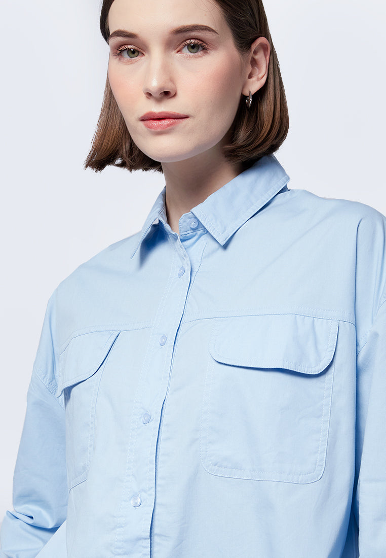 Long Sleeve Tunic with Shirt Collar