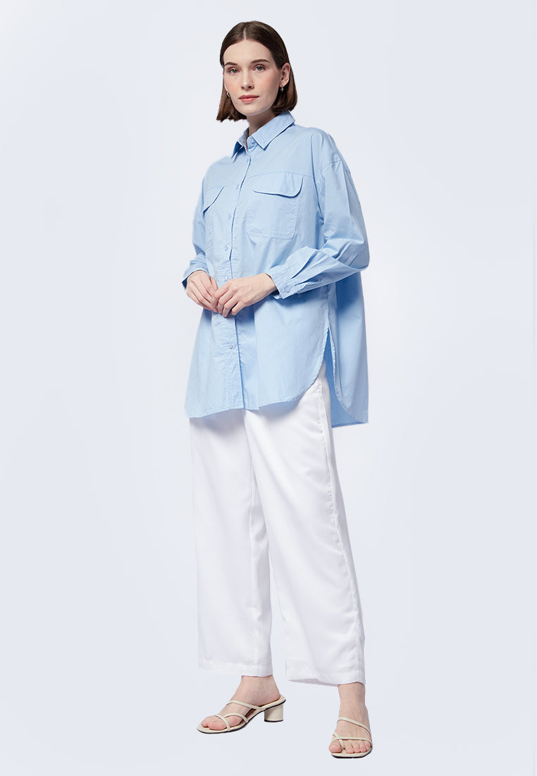 Long Sleeve Tunic with Shirt Collar