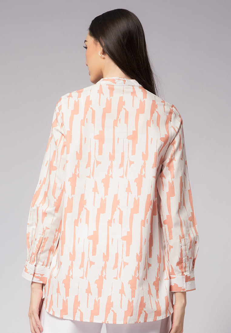 Printed Tunic with Band Collar