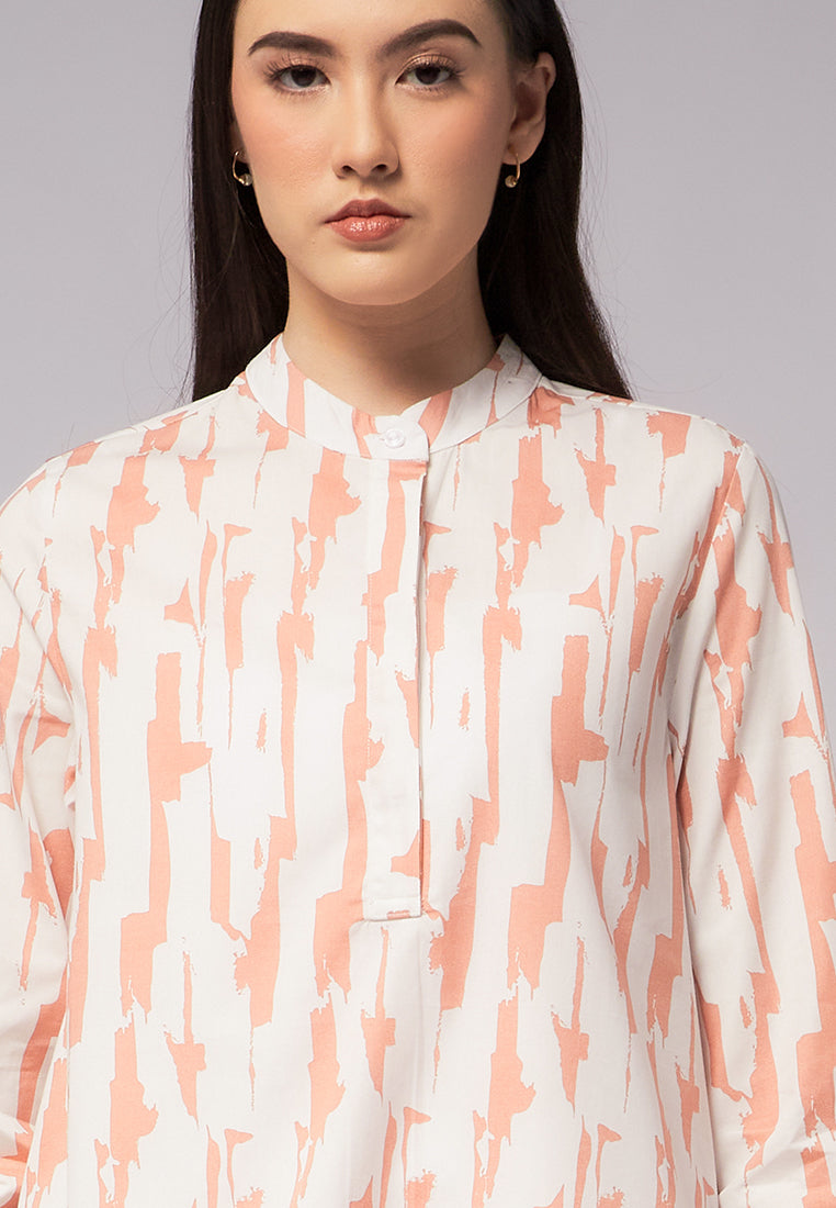 Printed Tunic with Band Collar