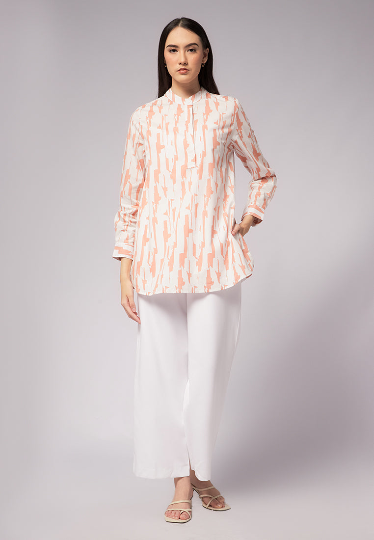 Printed Tunic with Band Collar