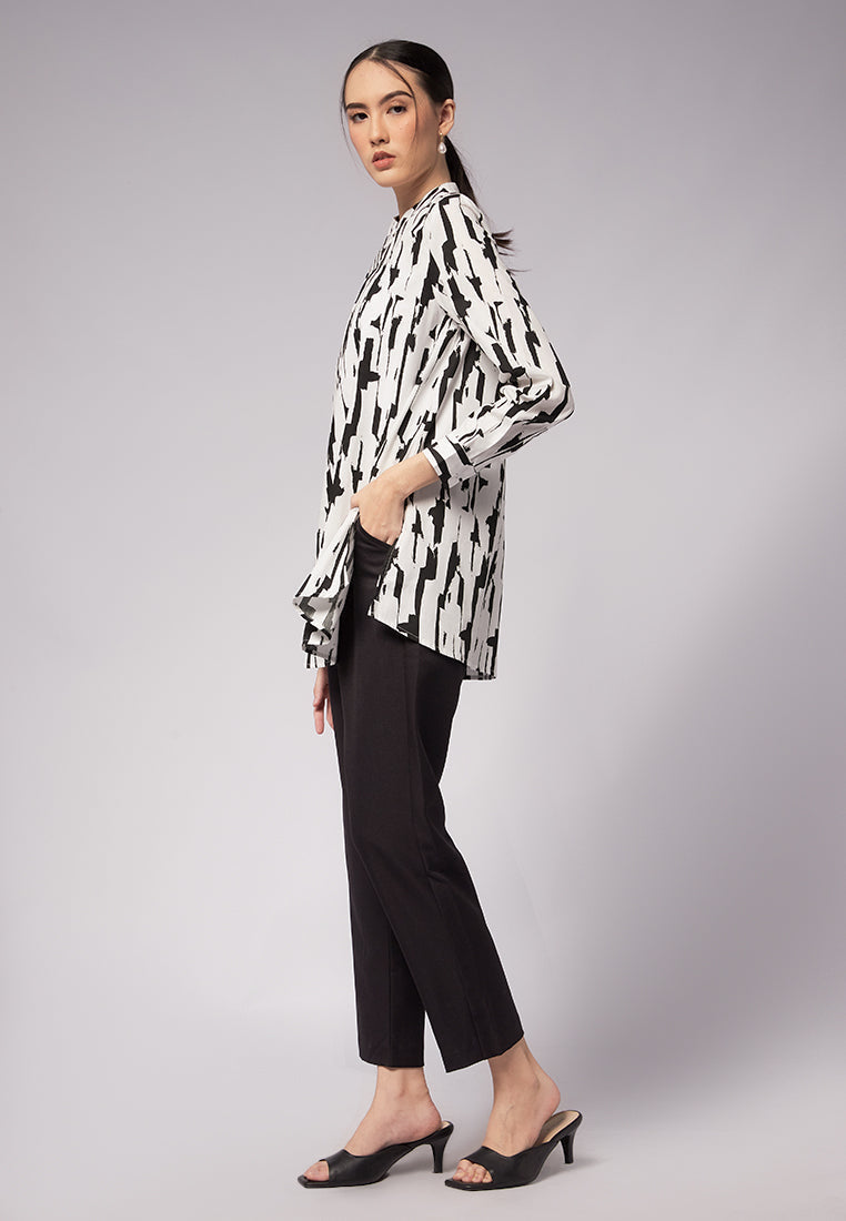 Printed Tunic with Band Collar