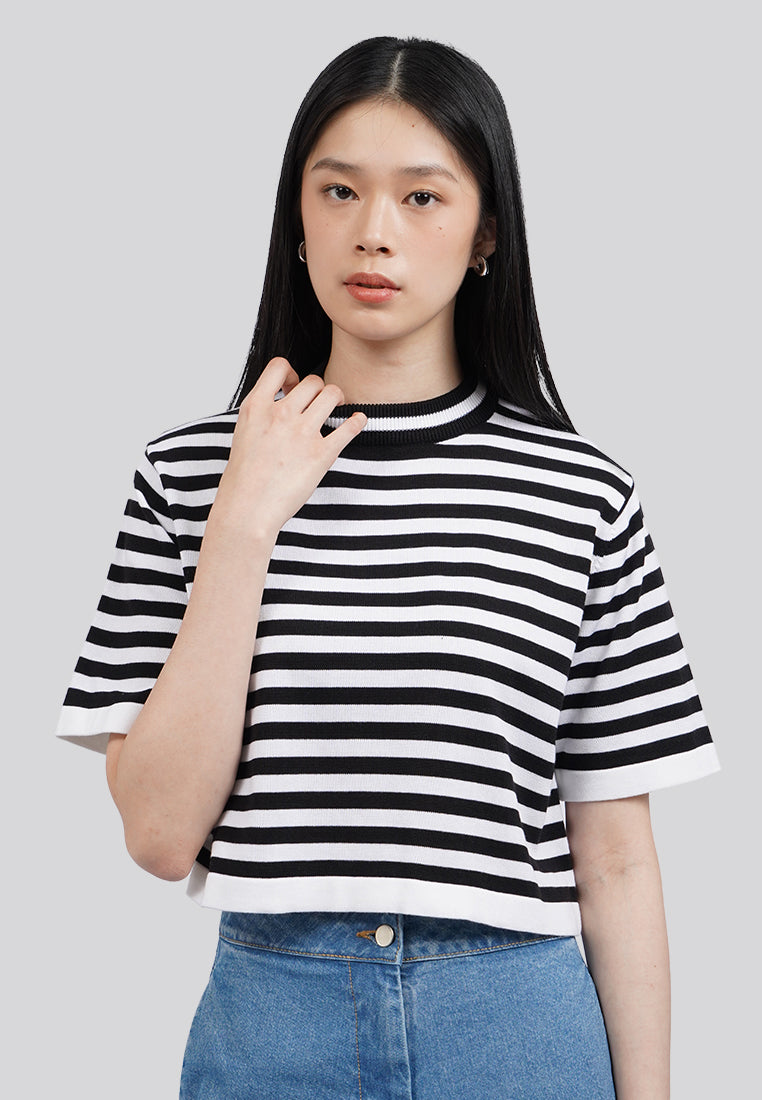 Stripes Short Sleeve Crop Top