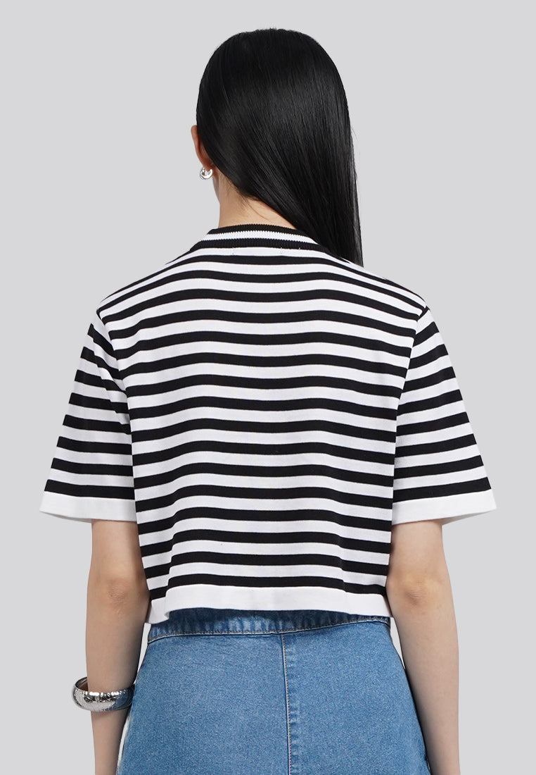 Stripes Short Sleeve Crop Top