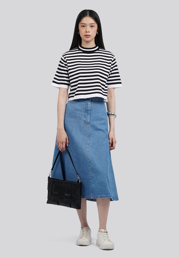 Stripes Short Sleeve Crop Top