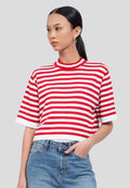 Short Sleeve Stripes Crop Top