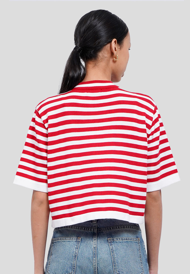 Short Sleeve Stripes Crop Top