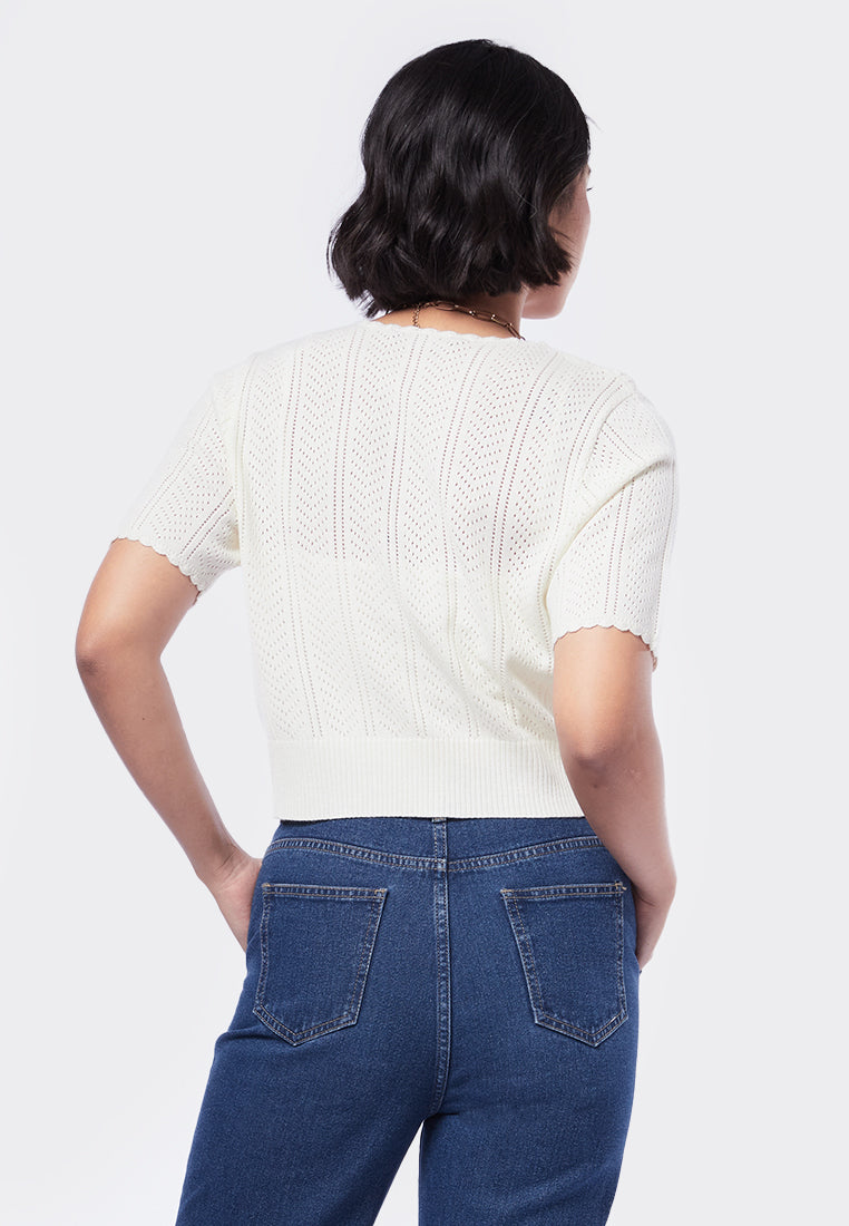 V-Neck Textured Knit Top