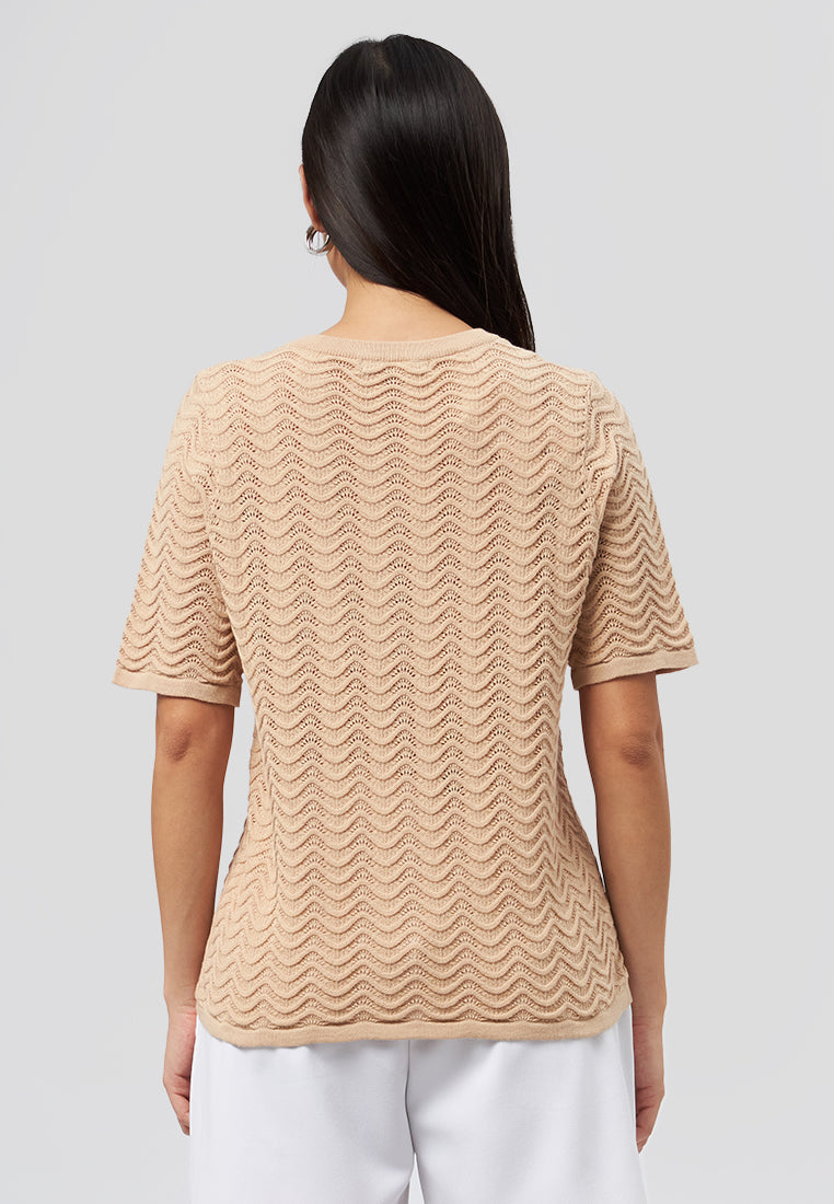 Wavy Textured Knit Top