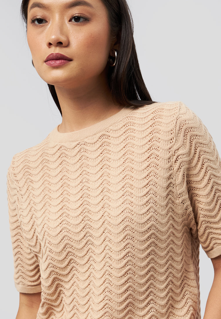Wavy Textured Knit Top
