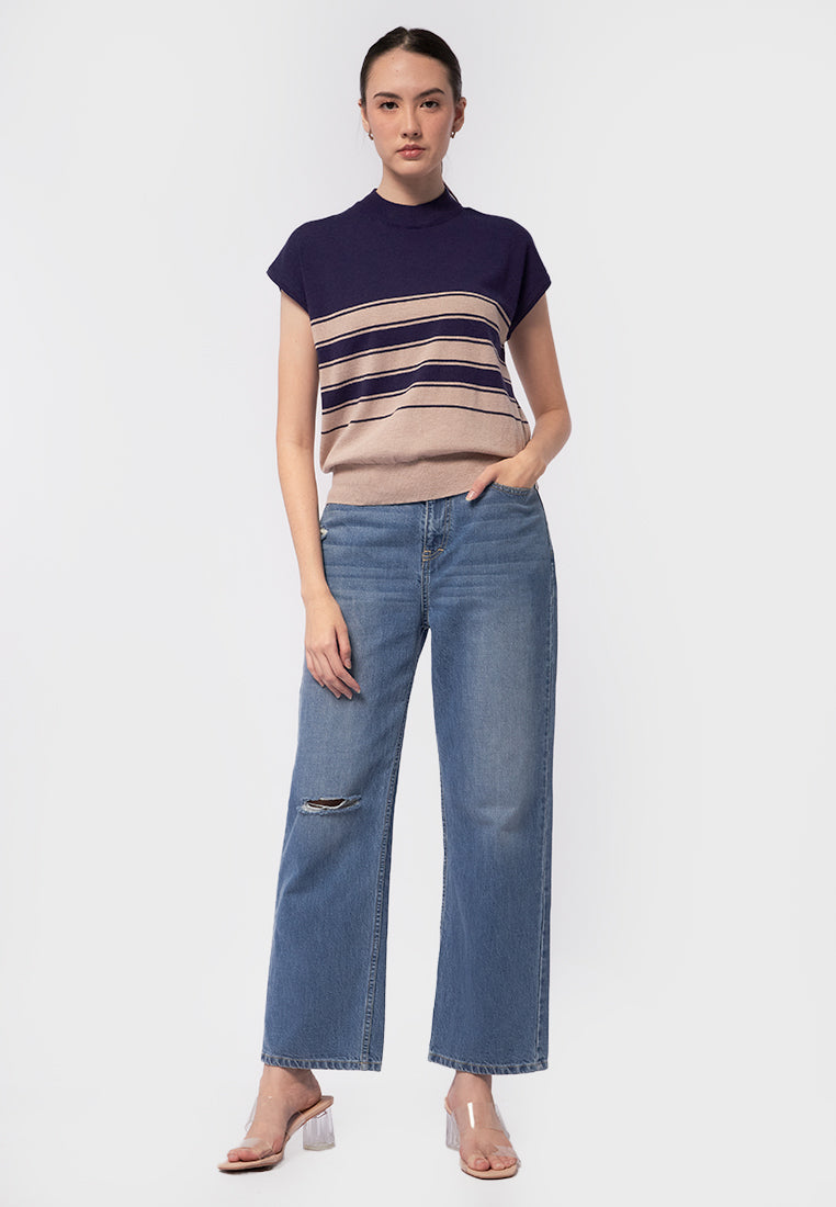 Mock Neck Short Sleeve Top