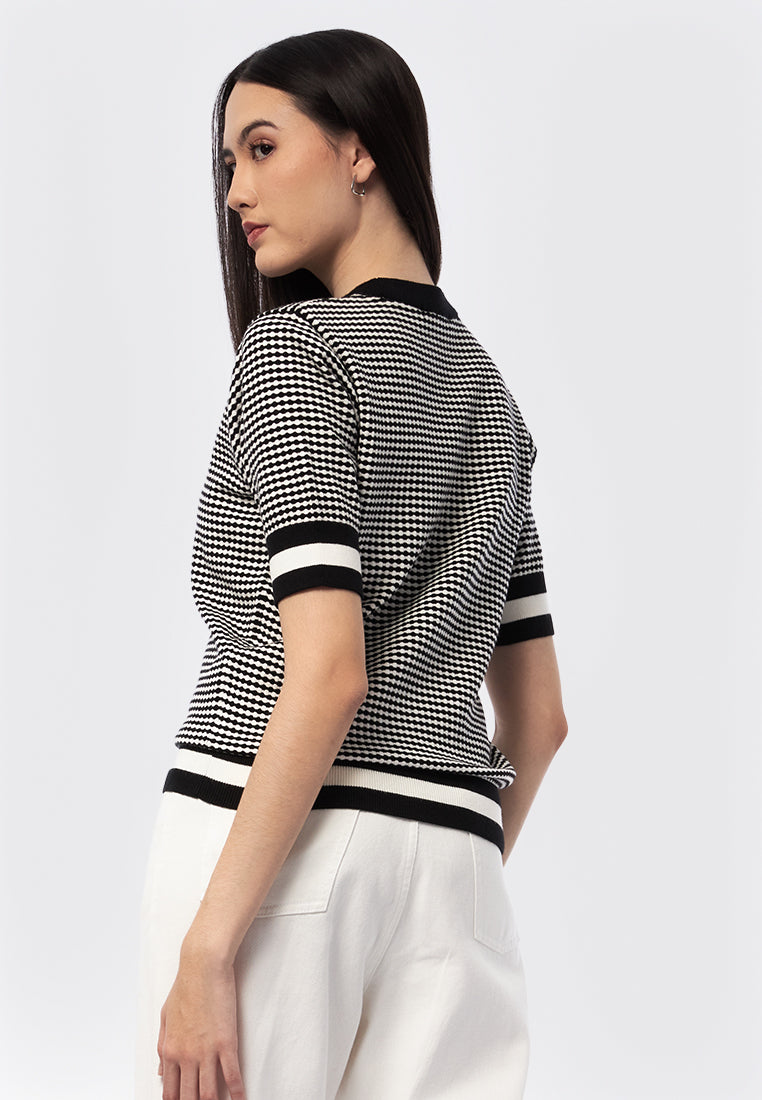 Short Sleeve Printed Knit Top