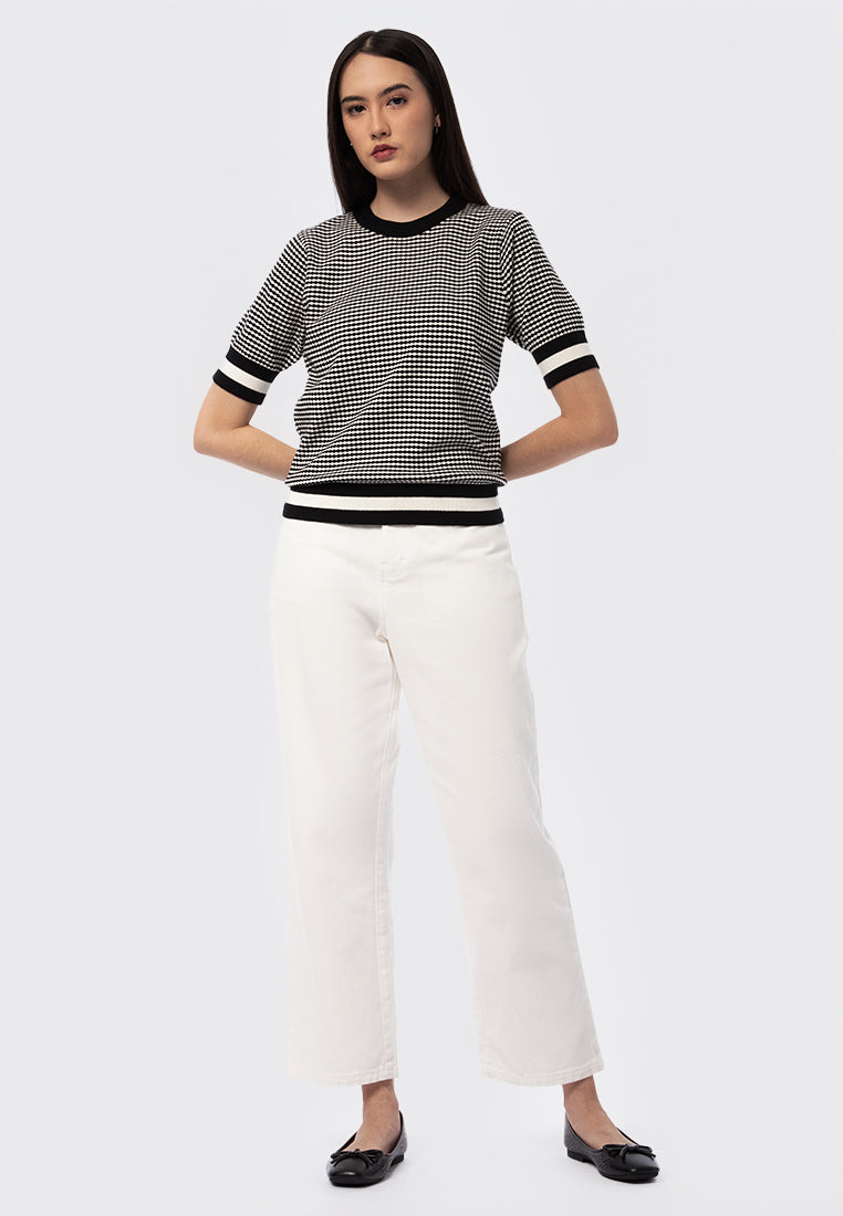 Short Sleeve Printed Knit Top