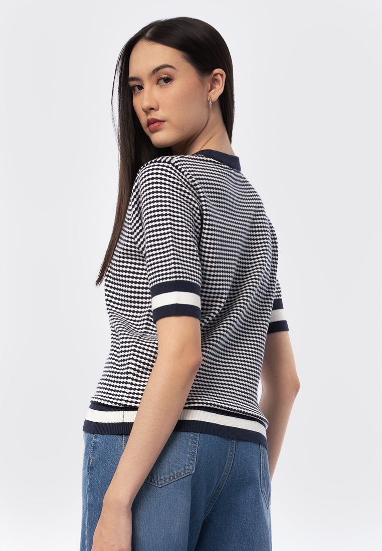 Short Sleeve Printed Knit Top